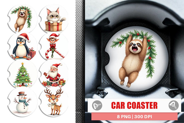 Car Coaster Glaring Christmas Crew Sublimation artnoy 
