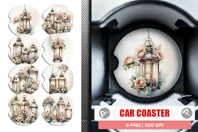 Car Coaster Glass Lantern Sublimation artnoy 