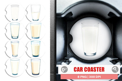 Car Coaster Glass of Milk Sublimation artnoy 