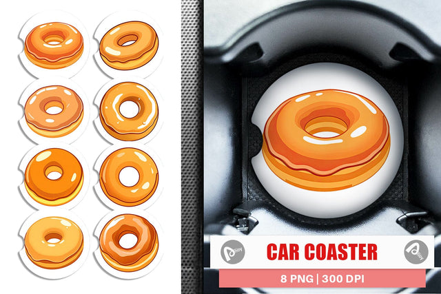 Car Coaster Glazed Donut Sublimation artnoy 