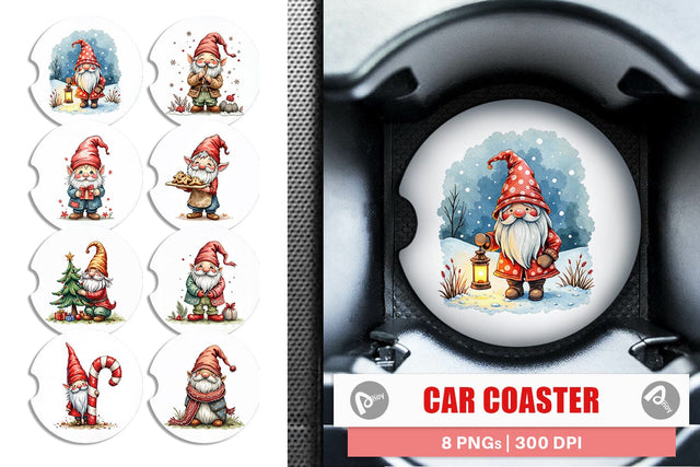 Car Coaster Gnome Christmas Delights Sublimation artnoy 