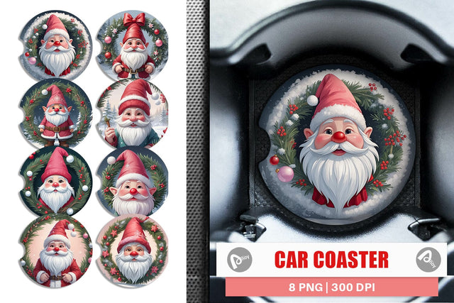 Car Coaster Gnome Claus Sublimation artnoy 