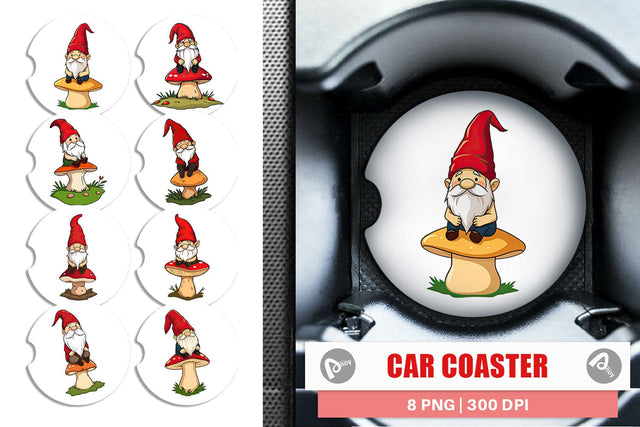 Car Coaster Gnome in the Forest Sublimation artnoy 