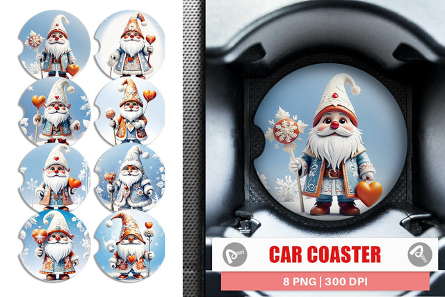Car Coaster Gnome Winter Sublimation artnoy 