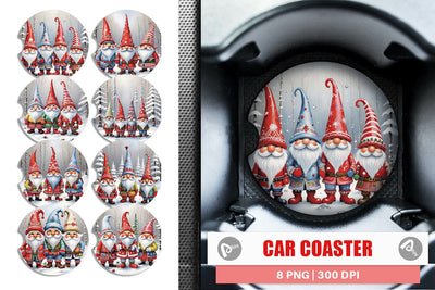 Car Coaster Gnomes in Winter Snow Sublimation artnoy 