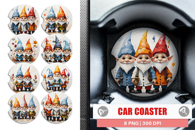 Car Coaster Gnomes Painting Oil Sublimation artnoy 