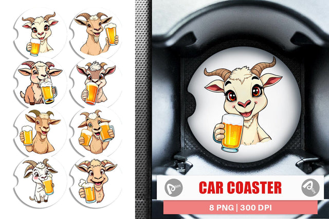 Car Coaster Goat Beer Day Sublimation artnoy 