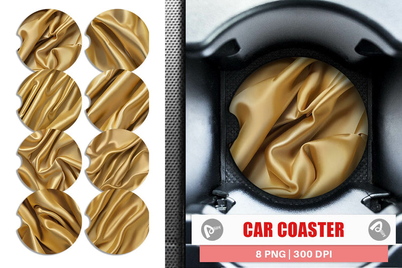 Car Coaster Gold Silk Pattern Sublimation artnoy 