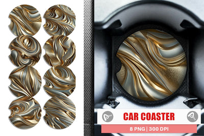 Car Coaster Golden Wave Sublimation artnoy 