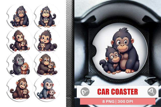 Car Coaster Gorilla Mother's Day Sublimation artnoy 