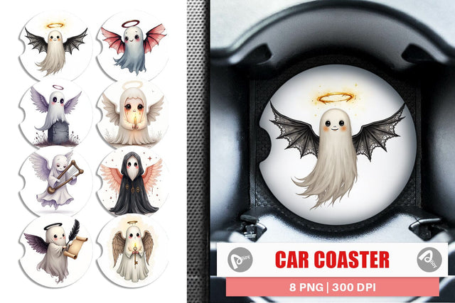 Car Coaster Gothic Angel Ghosts Sublimation artnoy 