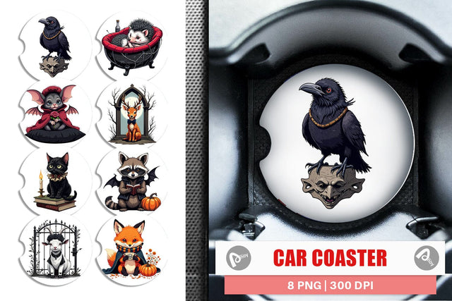 Car Coaster Gothic Baby Animals Sublimation artnoy 