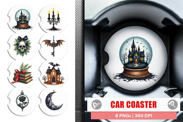 Car Coaster Gothic Elegance Watercolor Christmas Sublimation artnoy 