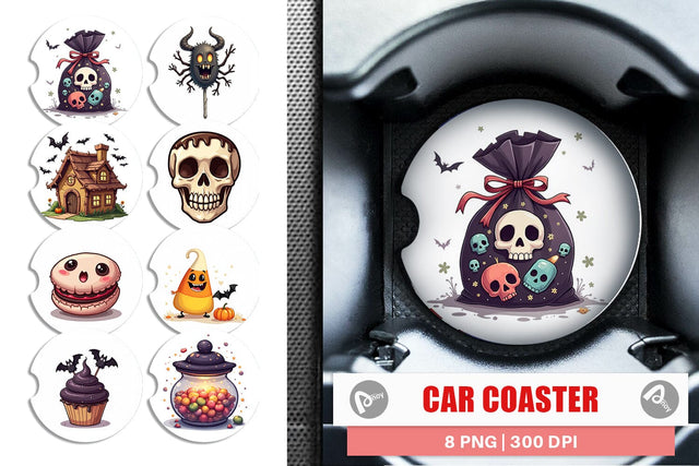Car Coaster Gothic Halloween Candies and Treats Sublimation artnoy 