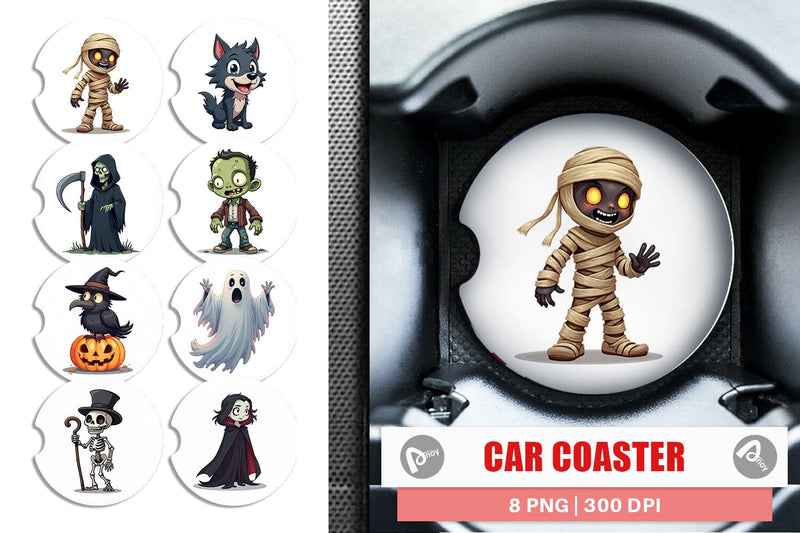 Car Coaster Gothic Halloween Characters Sublimation artnoy 