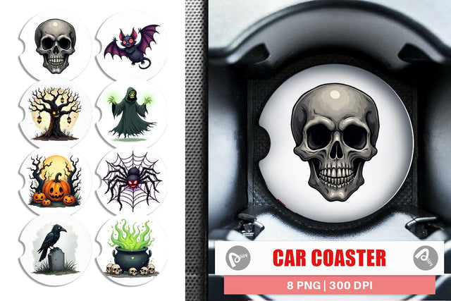 Car Coaster Gothic Halloween Creatures Sublimation artnoy 