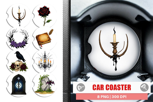 Car Coaster Gothic Halloween Elegance Sublimation artnoy 