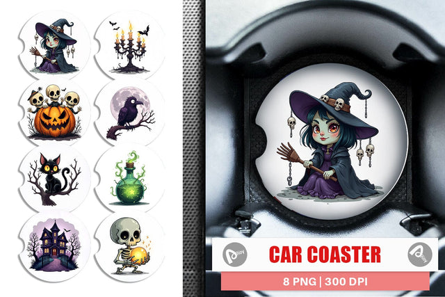 Car Coaster Gothic Halloween Set Sublimation artnoy 