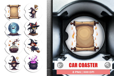 Car Coaster Gothic Halloween Witches Sublimation artnoy 