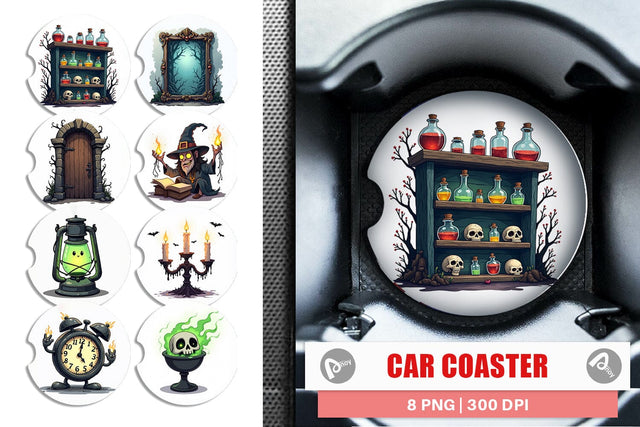 Car Coaster Gothic Haunted Objects Sublimation artnoy 