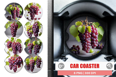 Car Coaster Grapes Fruit Sublimation artnoy 