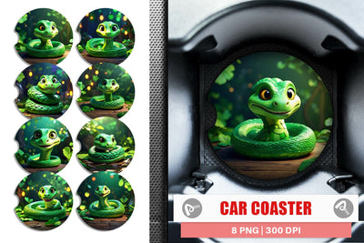 Car Coaster Green Snake Patrick's Day Sublimation artnoy 
