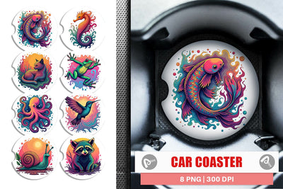 Car Coaster Groovy Animal Swirls Sublimation artnoy 