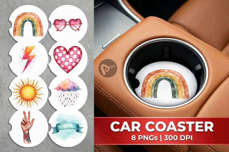 Car Coaster Groovy Boho Mama Sublimation artnoy 