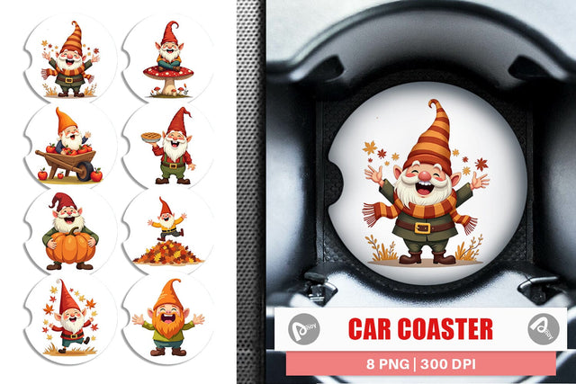 Car Coaster Groovy Fall Gnomes Sublimation artnoy 