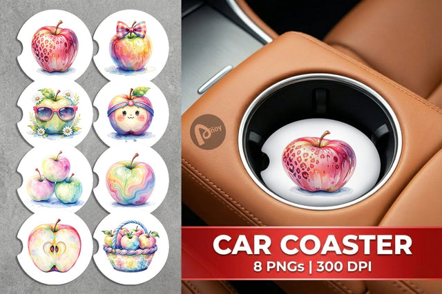 Car Coaster Groovy Teacher Apple Sublimation artnoy 