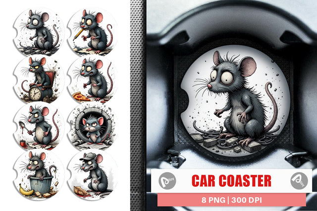 Car Coaster Grumpy Alley Rats Sublimation artnoy 