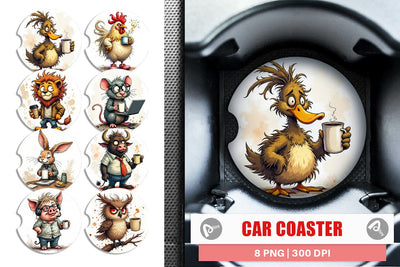 Car Coaster Grumpy Animal Morning Sublimation artnoy 