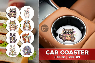 Car Coaster Grumpy Anti Diet Animal Watercolor Sublimation artnoy 