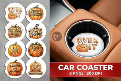 Car Coaster Grumpy Autumn Pumpkin Quote Sublimation artnoy 