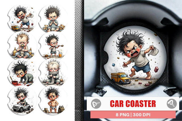 Car Coaster Grumpy Baby Sublimation artnoy 