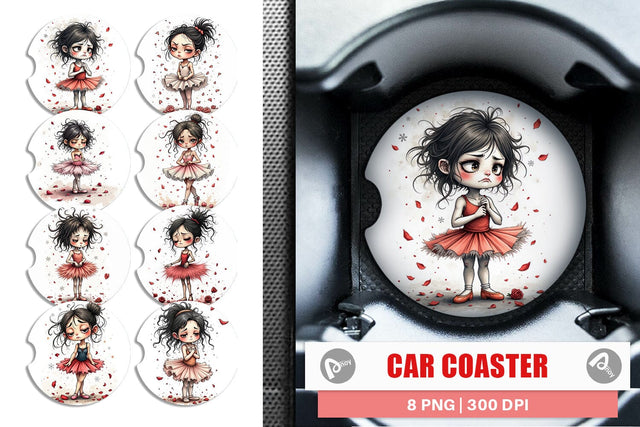 Car Coaster Grumpy Ballerina Chaos Sublimation artnoy 
