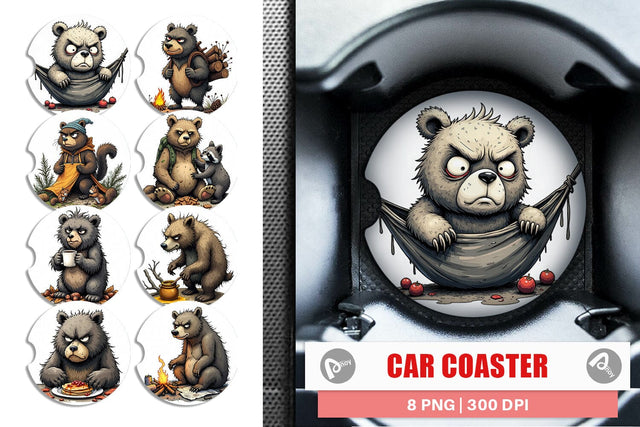 Car Coaster Grumpy Bear Camp Sublimation artnoy 