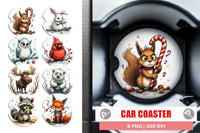 Car Coaster Grumpy Christmas Critters Sublimation artnoy 