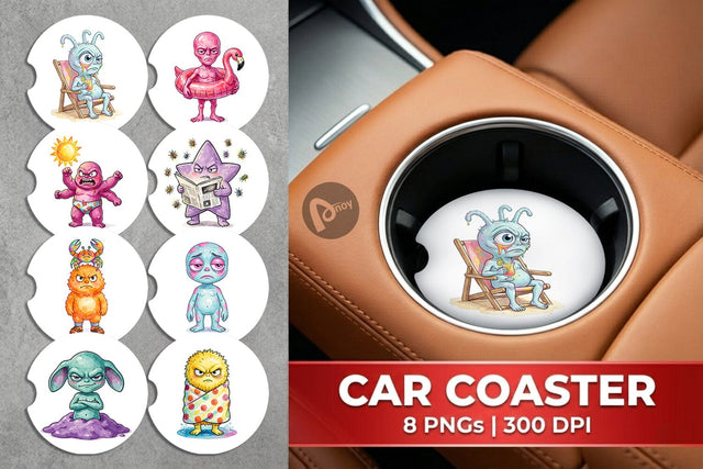 Car Coaster Grumpy Cosmic Vacation Sublimation artnoy 