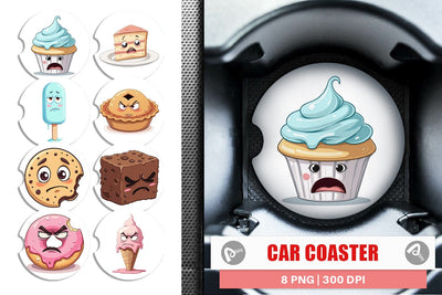 Car Coaster Grumpy Desserts Sublimation artnoy 