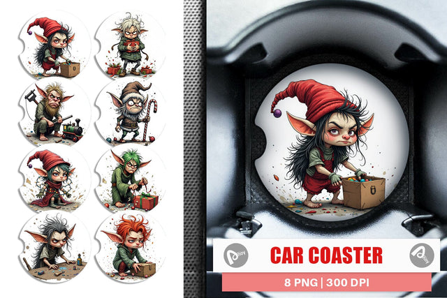 Car Coaster Grumpy Elf Workshop Sublimation artnoy 