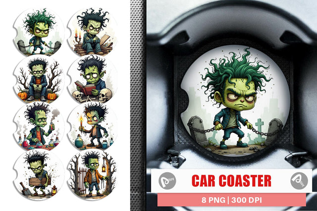 Car Coaster Grumpy Frankenstein Sublimation artnoy 