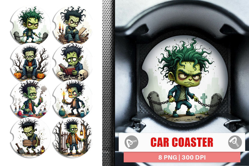 Car Coaster Grumpy Frankenstein Sublimation artnoy 