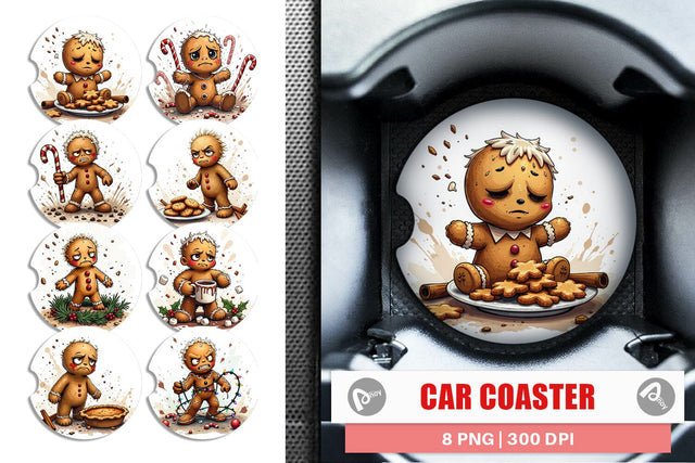 Car Coaster Grumpy Gingerbread Gang Sublimation artnoy 