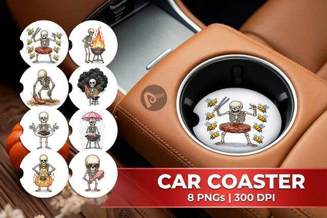 Car Coaster Grumpy Grill Dad Bone Watercolor Sublimation artnoy 