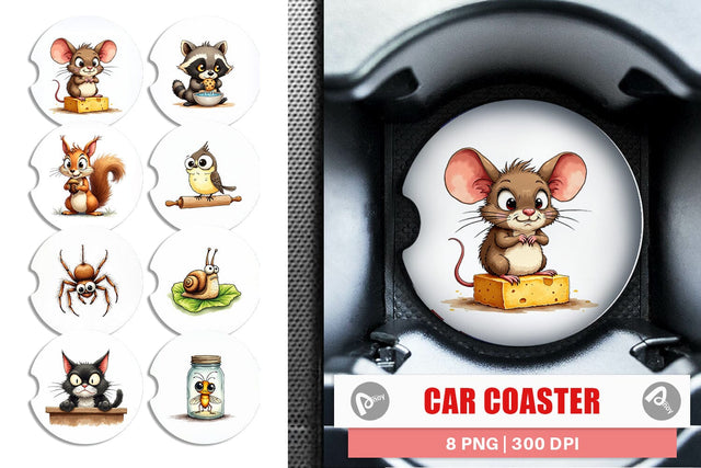 Car Coaster Grumpy Kitchen Critters Sublimation artnoy 