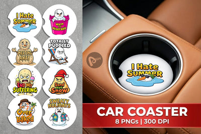 Car Coaster Grumpy Melting Snowman Sarcastic Quotes Sublimation artnoy 