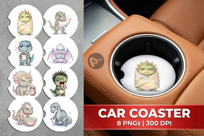 Car Coaster Grumpy Monday Dino Sublimation artnoy 
