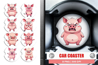 Car Coaster Grumpy Pig Sublimation artnoy 