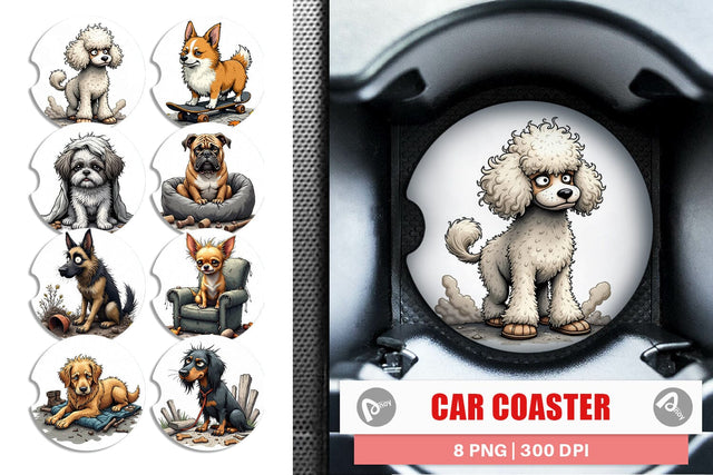 Car Coaster Grumpy Pooch Sublimation artnoy 